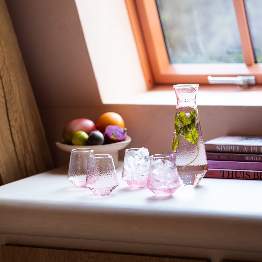 Waterglas Claude | Set van 4 | Wijnglas | 400ML | roze