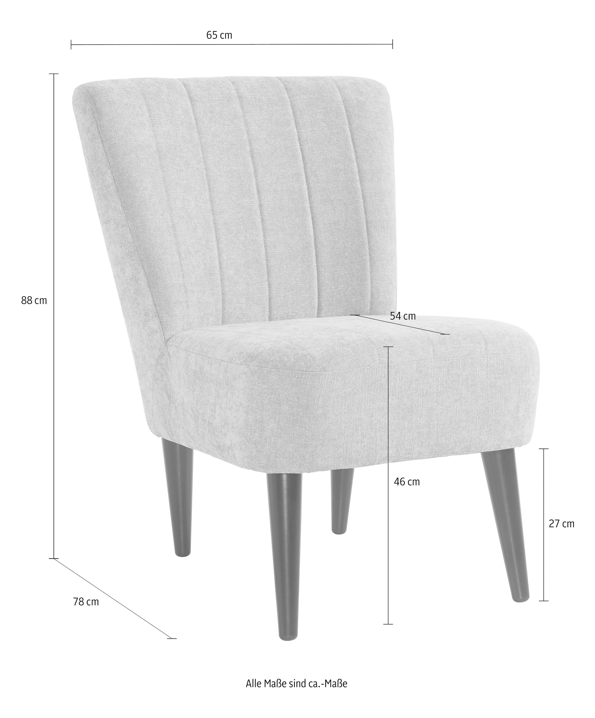 ATLANTIC home collection Cocktailsessel »Jan« mit Wellenunterfederung, Massivholzfüsse