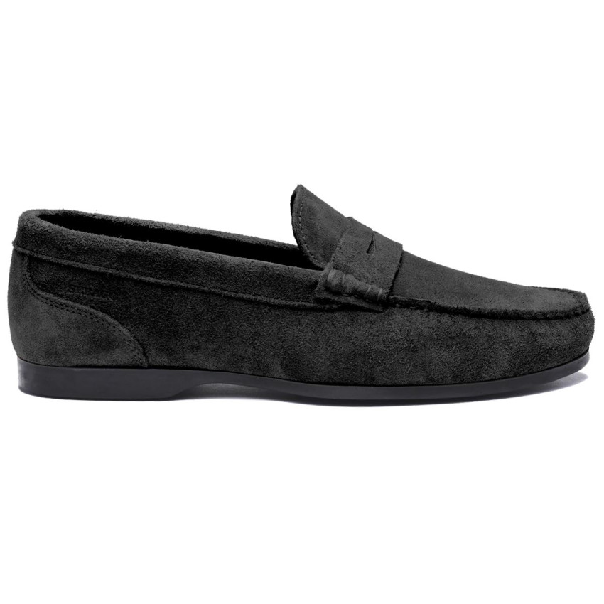 BYRON SUEDE BLACK MOCASSIN-Mocassin pour homme en cuir noir suede