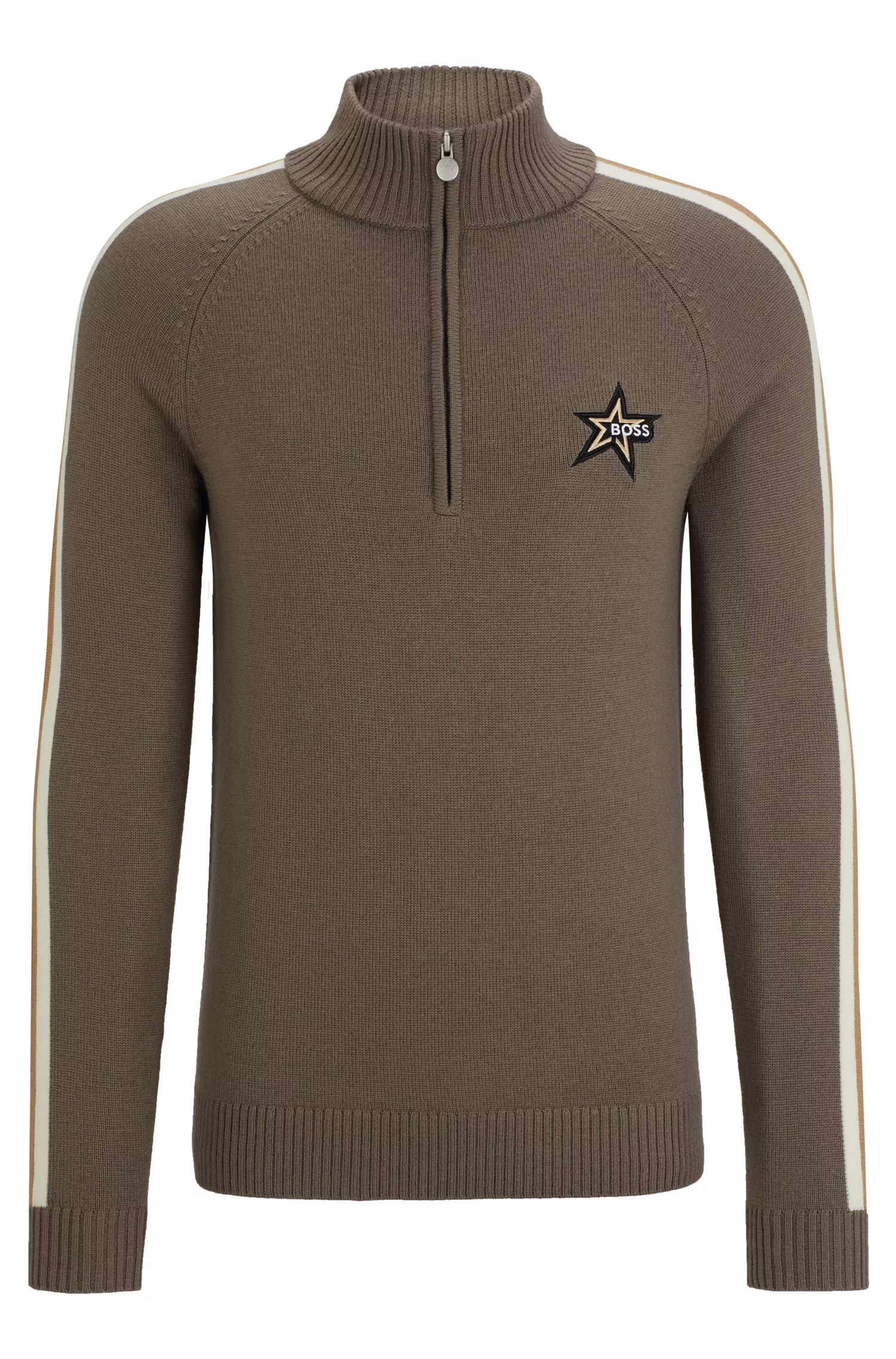 Suéter BOSS Black-BOSS x Perfect Moment com gola zip em lã virgem