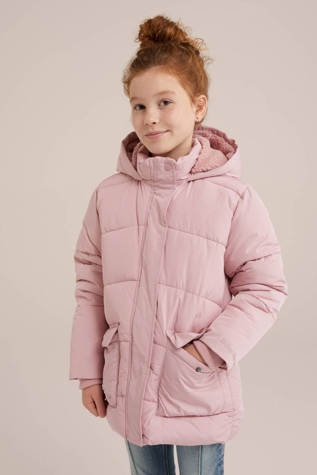 WE Fashion gewatteerde winterjas lichtroze