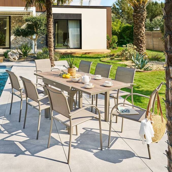 Table de jardin extensible carréee PIAZZA Truffe / Café