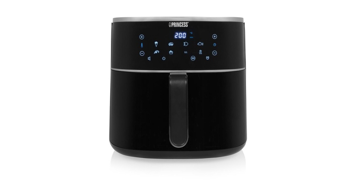 Princess182254 Digitale Airfryer 8L heteluchtfriteuse  (Zwart, 8 liter | hetelucht | verstelbaar Airfryerrek | BPA-vrij)