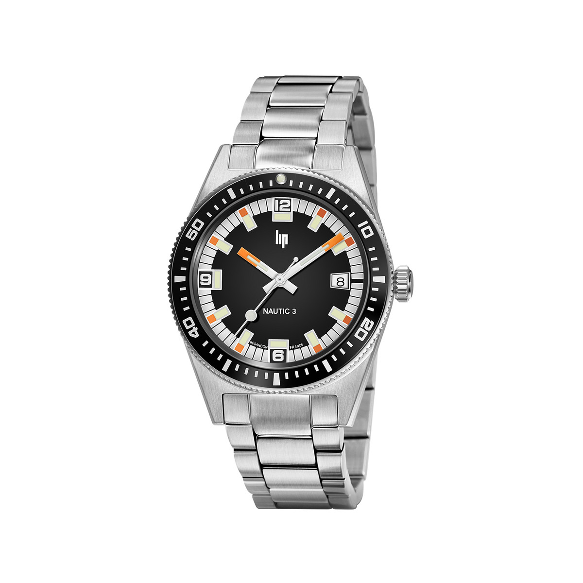 Montre LIP homme automatique, bracelet métal argent