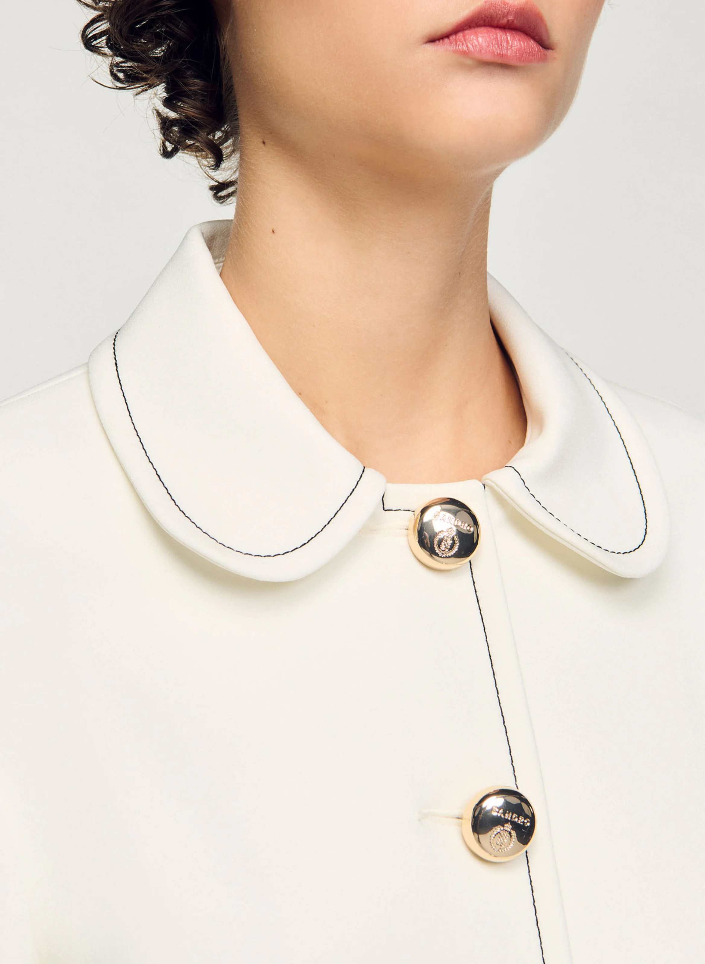Veste droite col claudine | Blanc