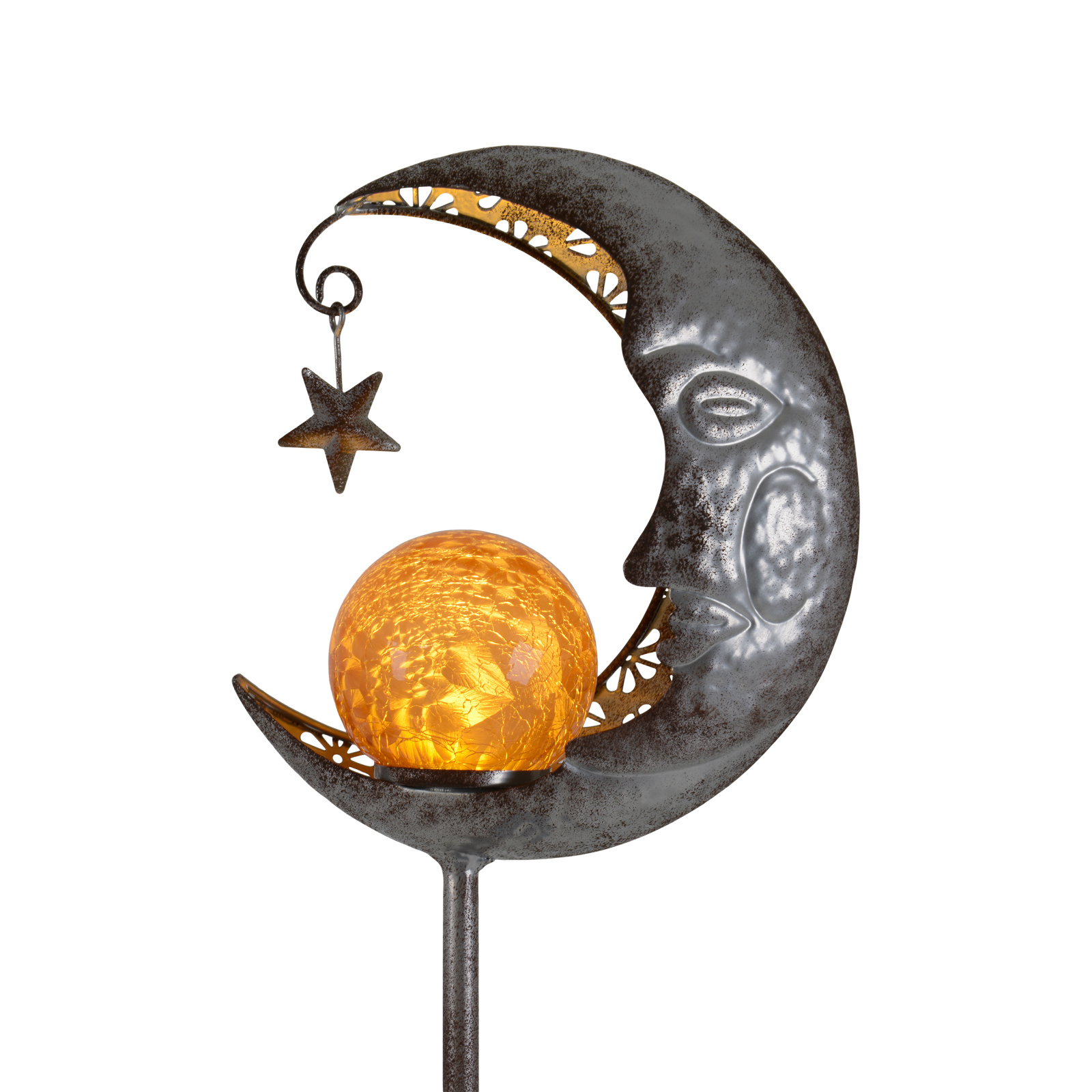 LED-Solarleuchte Mond - silber - 85,7 cm