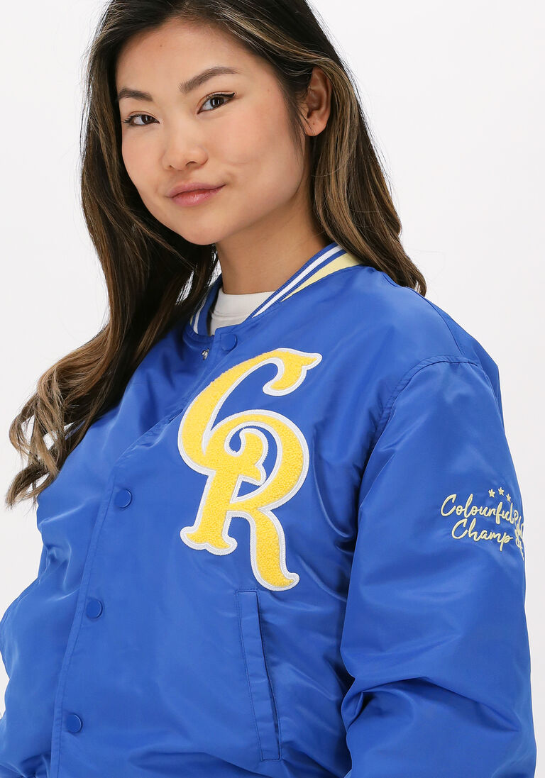 COLOURFUL REBEL blauwe colourful rebel jack felicia patch satin bomber jacket