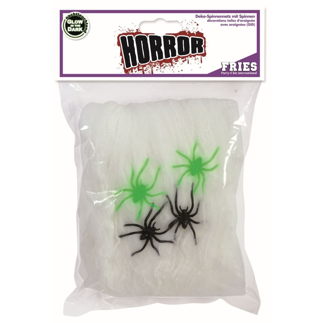 Spinnennetz - ca. 50 g - mit 4 Spinnen