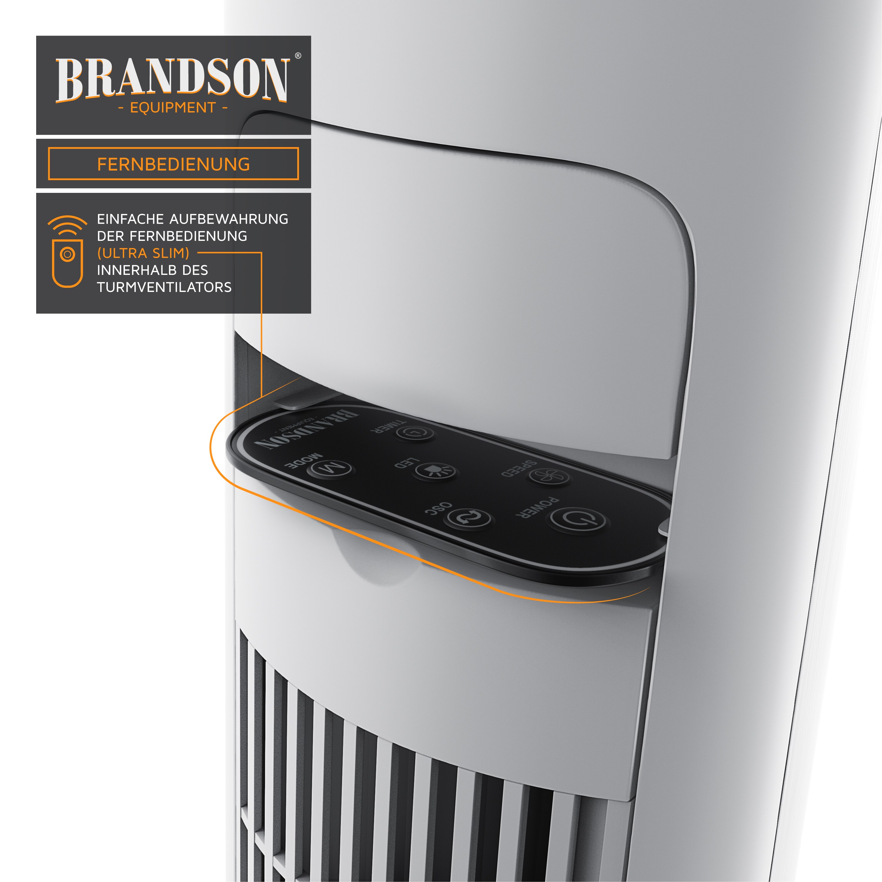 Brandson Turmventilator, Ventilator 10 Grad neigbar, 108 cm, GS, 4 Lüftungsmodi, Standventilator mit Oszillation, 3 Geschwindigkeiten