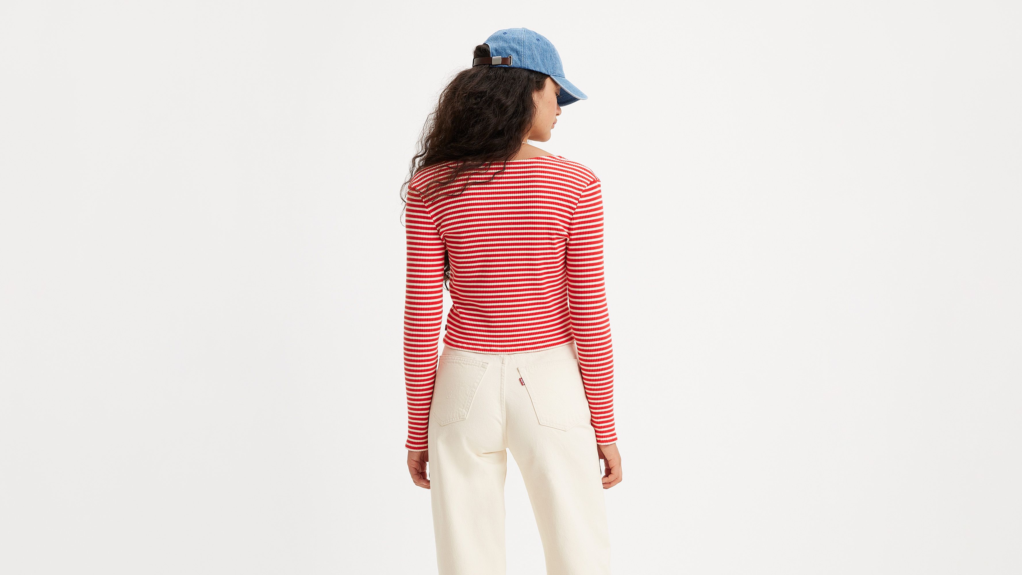 T-shirt manches longues Monica - Penny Stripe Script Red - Rouge