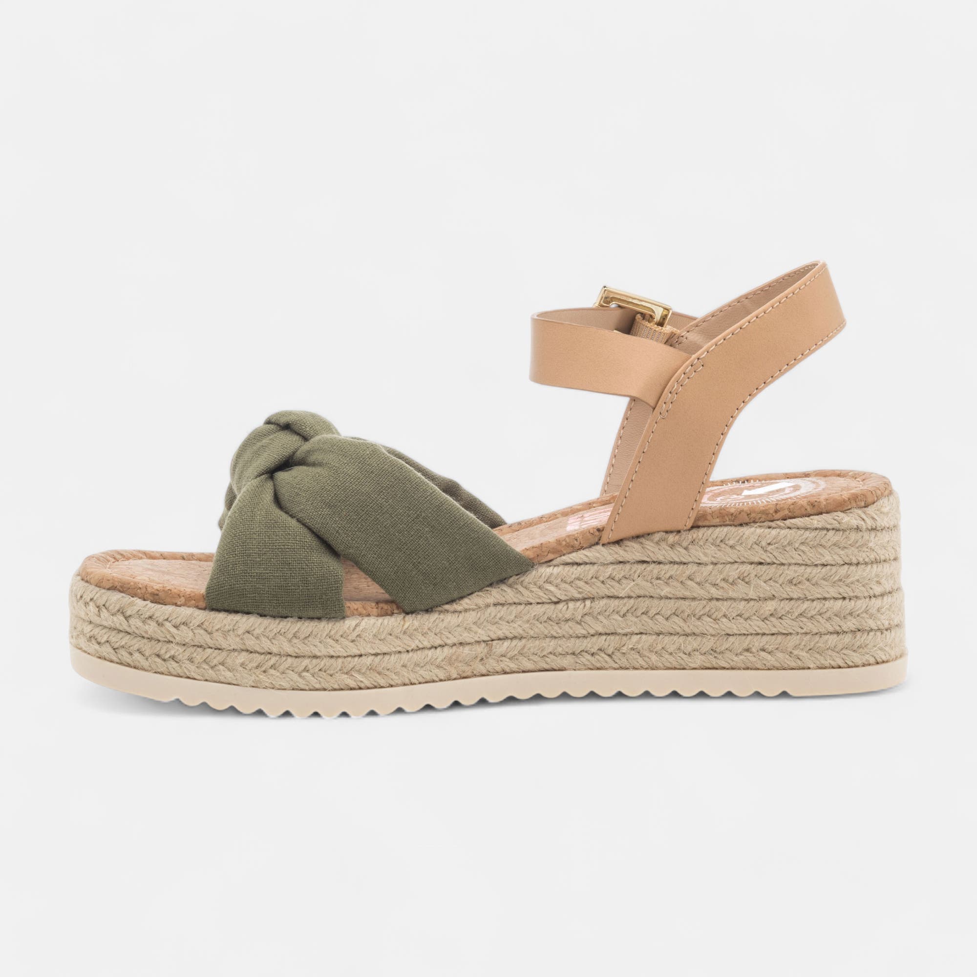 Espadrilles à talon compensé Femme kaki