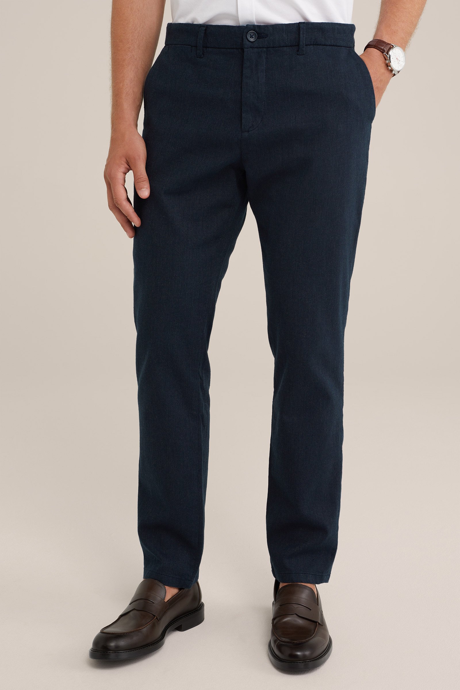 slim fit chino met dessin Fundamentals Donkerblauw