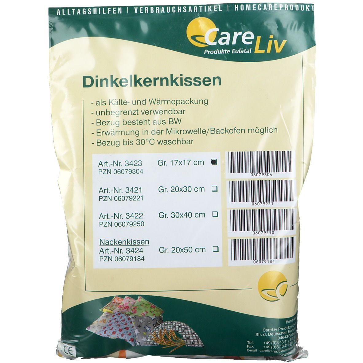 Dinkelkern-Wärmekissen mit Bezug 17 x 17 cm