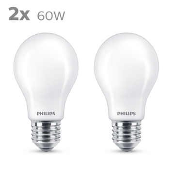 Philips LED peer E27 60W 2 stuks mat niet dimbaar