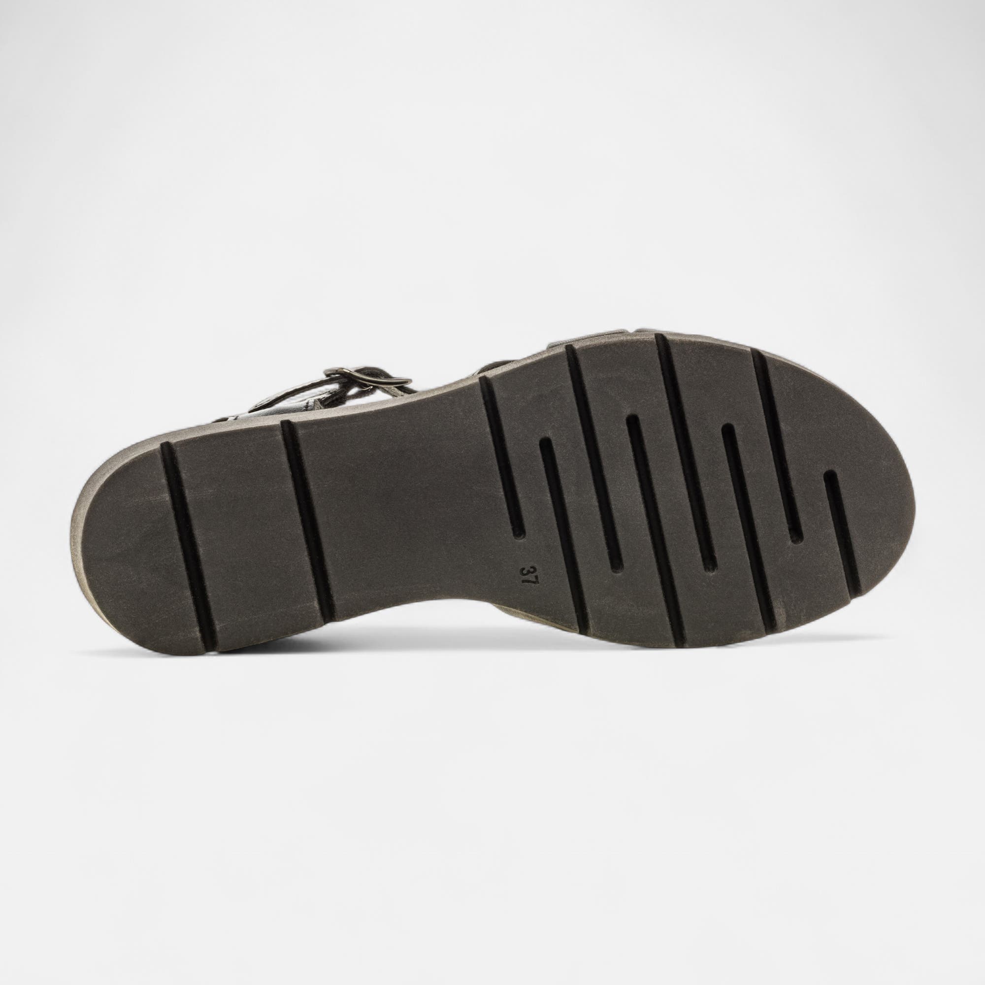 Nu-pieds à talon compensé Femme en cuir noir