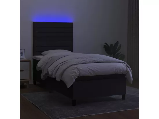 Sommier tapissier avec matelas et LED Noir 90x190 cm Tissu