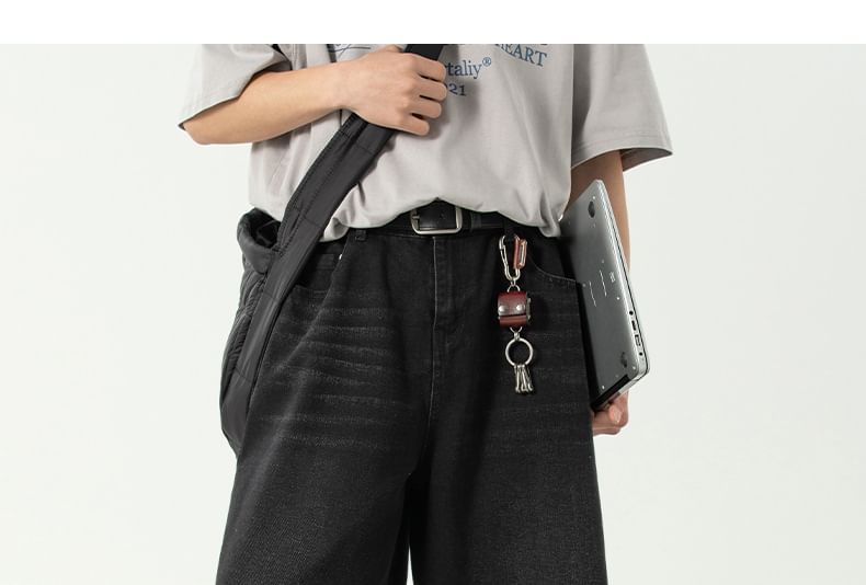 AXEN - Mid Rise Washed Capri Wijde Pijp Jorts