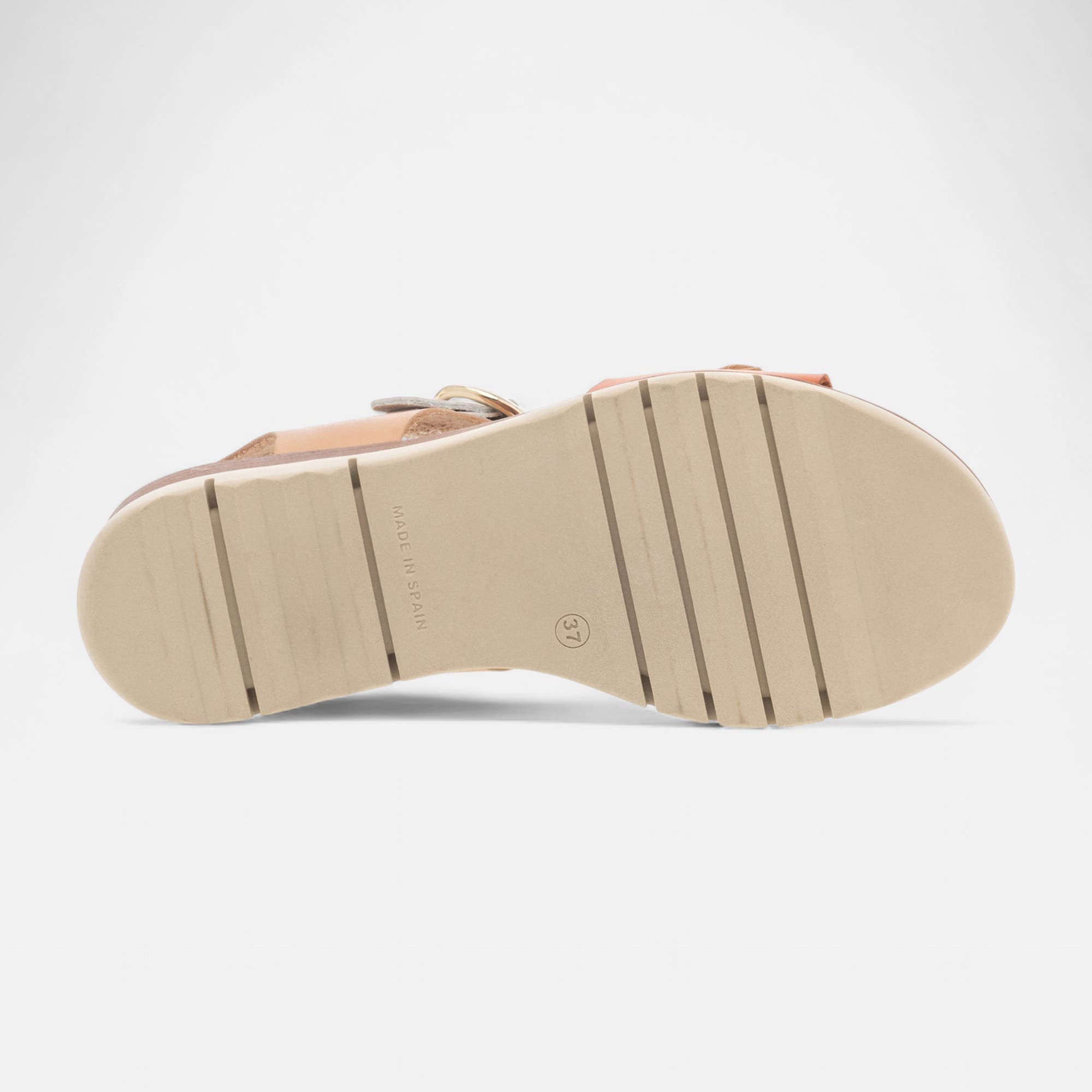 Sandales à talon compensé Femme en cuir orange