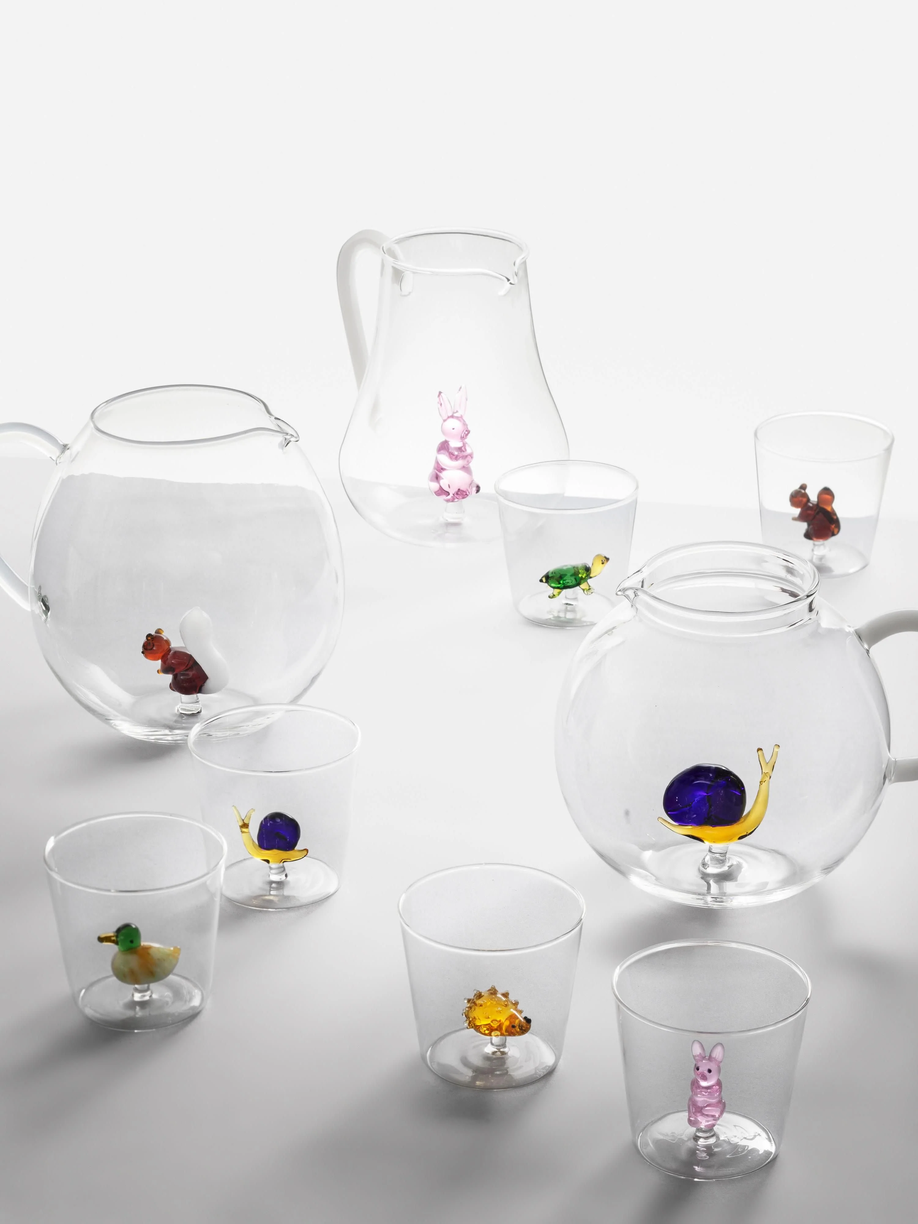 Handgemaakte karaf Animal Farm van borosilicaatglas, 2.9 L
