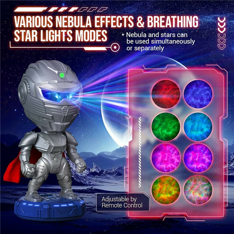 (Ø11x23cm) LED Roboter Sternenhimmel Projektor USB Nachthimmel Galaxy Lampe Nachtlicht inkl. Fernbedienung