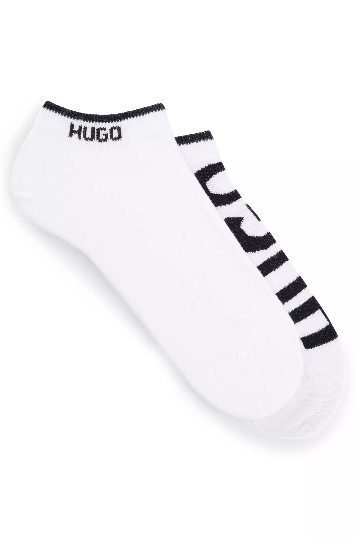 HUGO Vermelho - Pacote com duas meias de cano curto em mistura de algodão com logotipos.