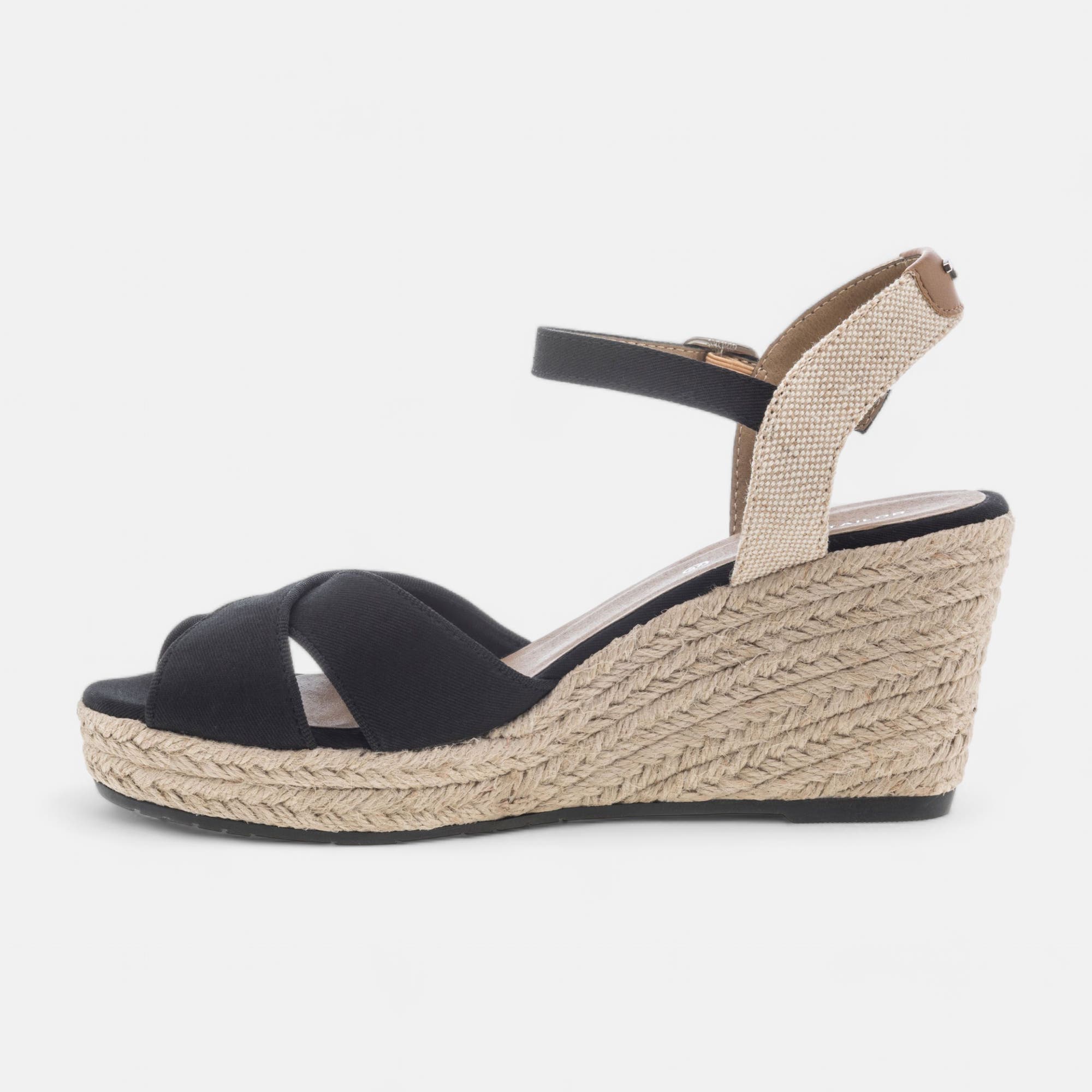 Espadrilles à talon compensé Femme noir