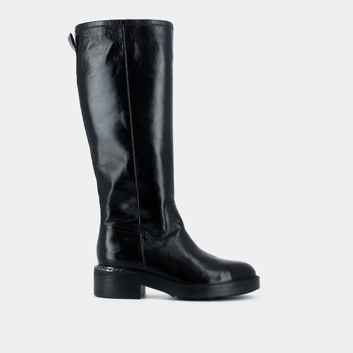 Bottes plates  en cuir noir