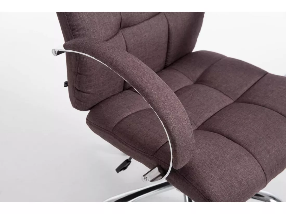 Chaise de bureau - Tissu & Métal chromé - Marron - Mikos