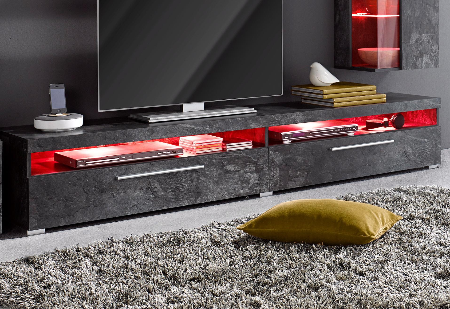 INOSIGN Lowboard »India,Breite 200 cm, stilvolle Fernsehschrank mit offenen Fächern« TV-Board ohne Beleuchtung, TV-Kommode mit viel Stauraum