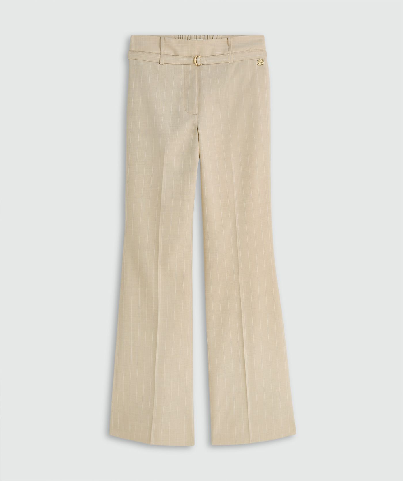 JV-KORA mid rise flared pantalon met krijtstreep - soft stone melange