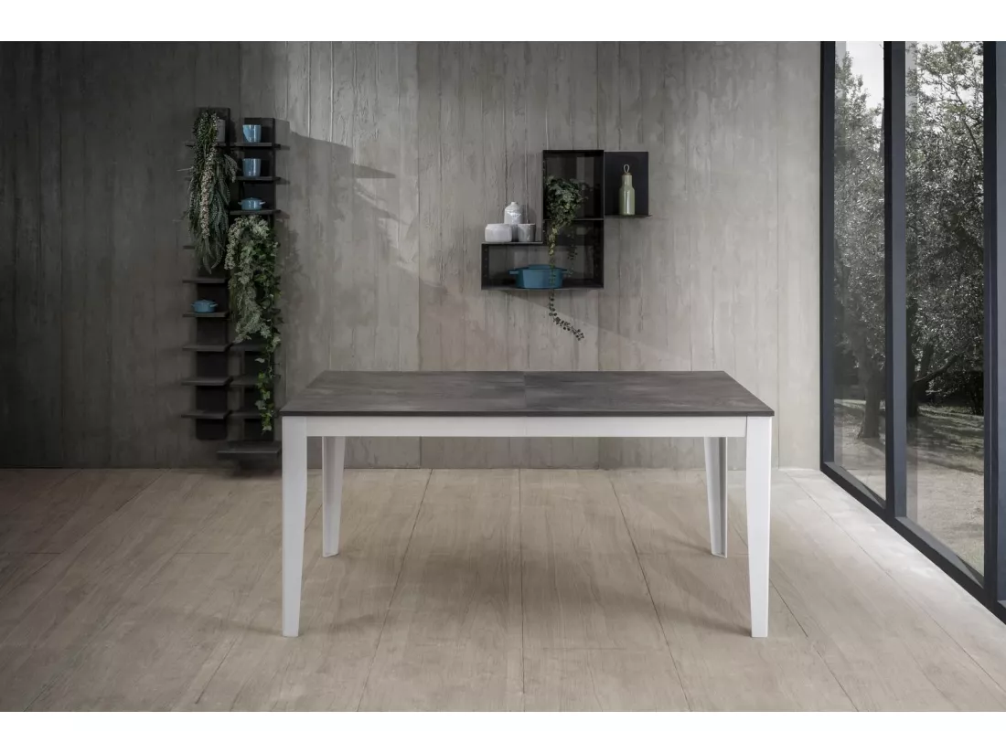 Big Table extensible (156/316 x 90 cm) en Mélamine Blanc