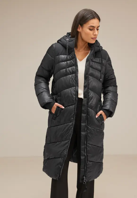 Materialmix Wintermantel - Black