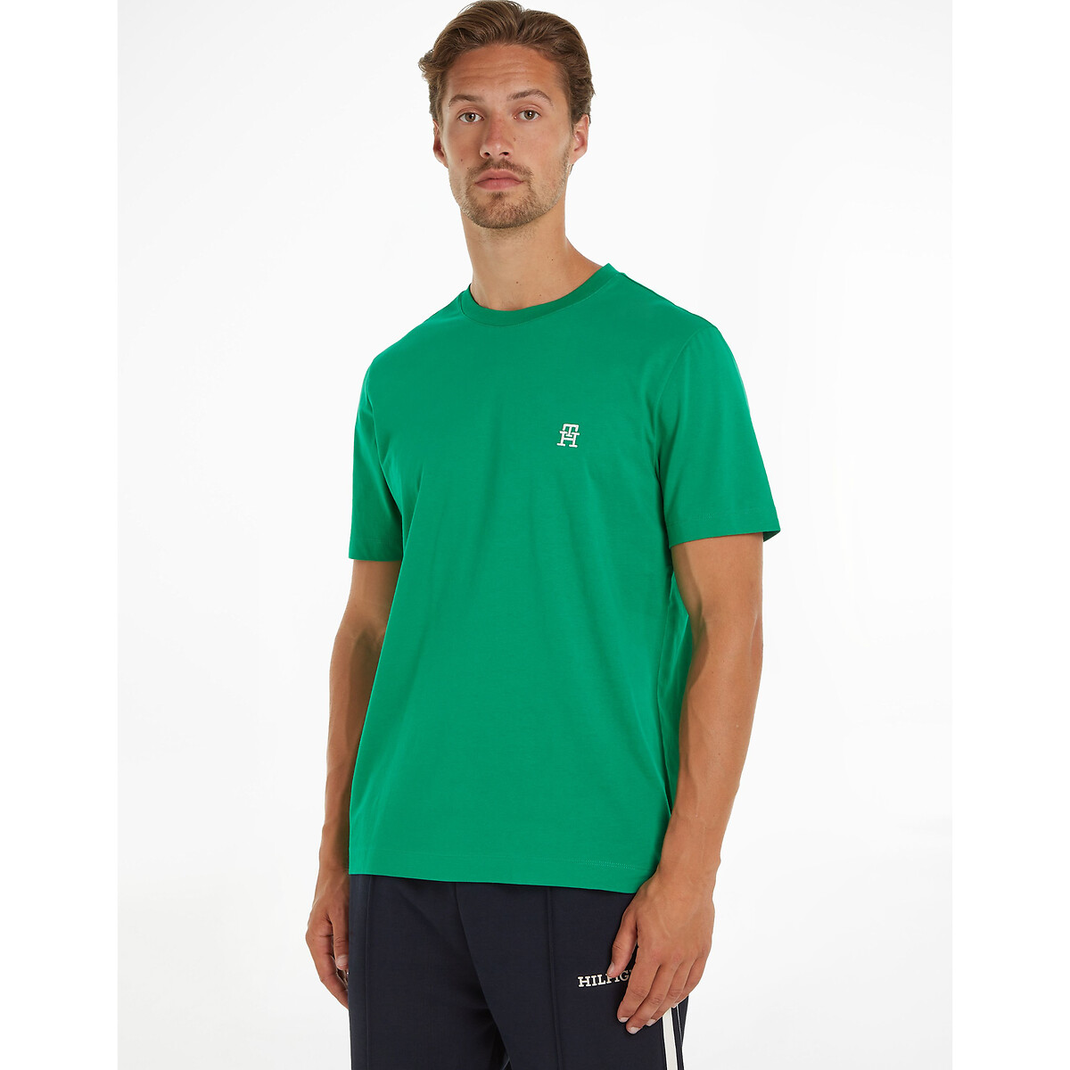 TOMMY HILFIGER<br>Camiseta de gola redonda com logotipo monograma