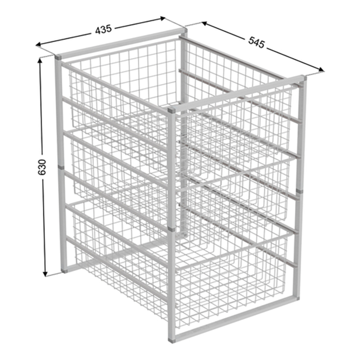 Trådreol m/3 skuffer 63 x 43,5 x 54,5 cm - Domax