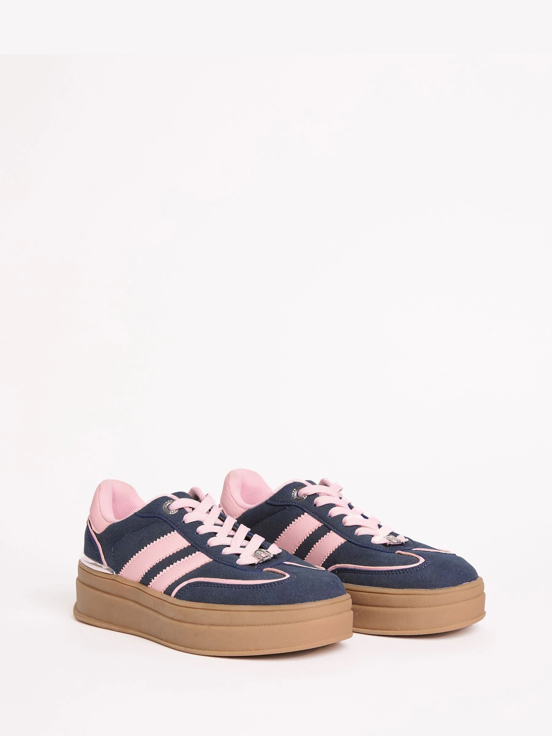 Marineblauw - Lipsy Faux suède sportschoen met dikke zool