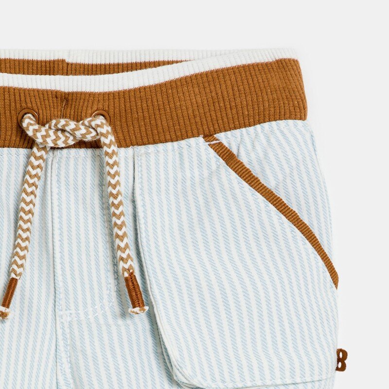 Short coton fantaisie rayé bleu bébé garçon Bleu
