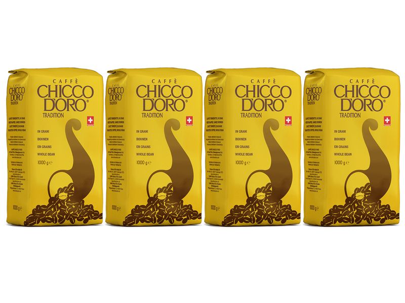 Chicco d'Oro Kaffeebohnen Tradition 4 x 1000g Röstkaffee in Bohnen