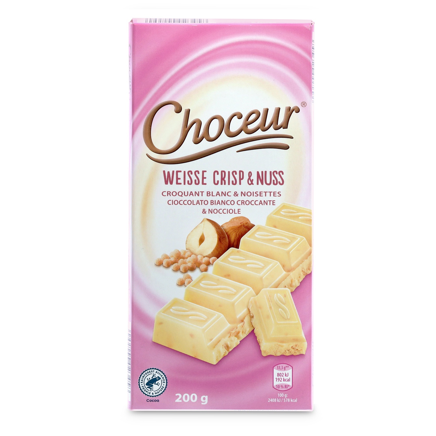 CHOCEUR Weiße Schokolade, Haselnuss-Crisp 200 g