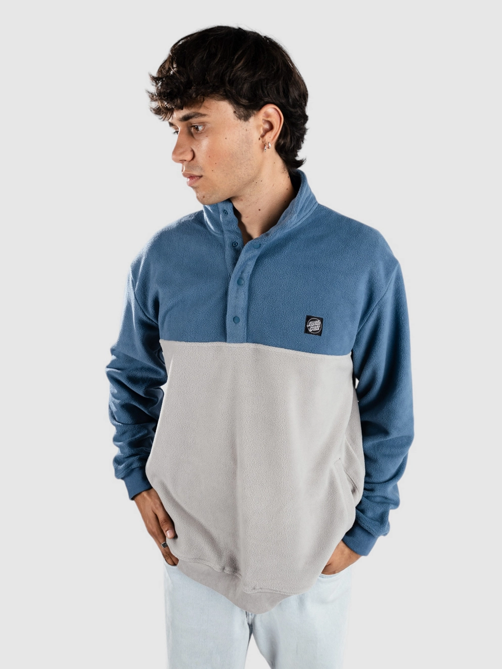 Santa Cruz Opus Dot Label Polar Fleece Sweater dusty blue/stone grey