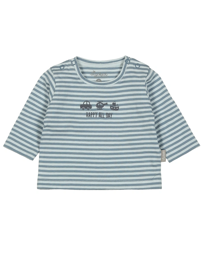 Langarmshirt HAPPY ALL DAY gestreift in blau