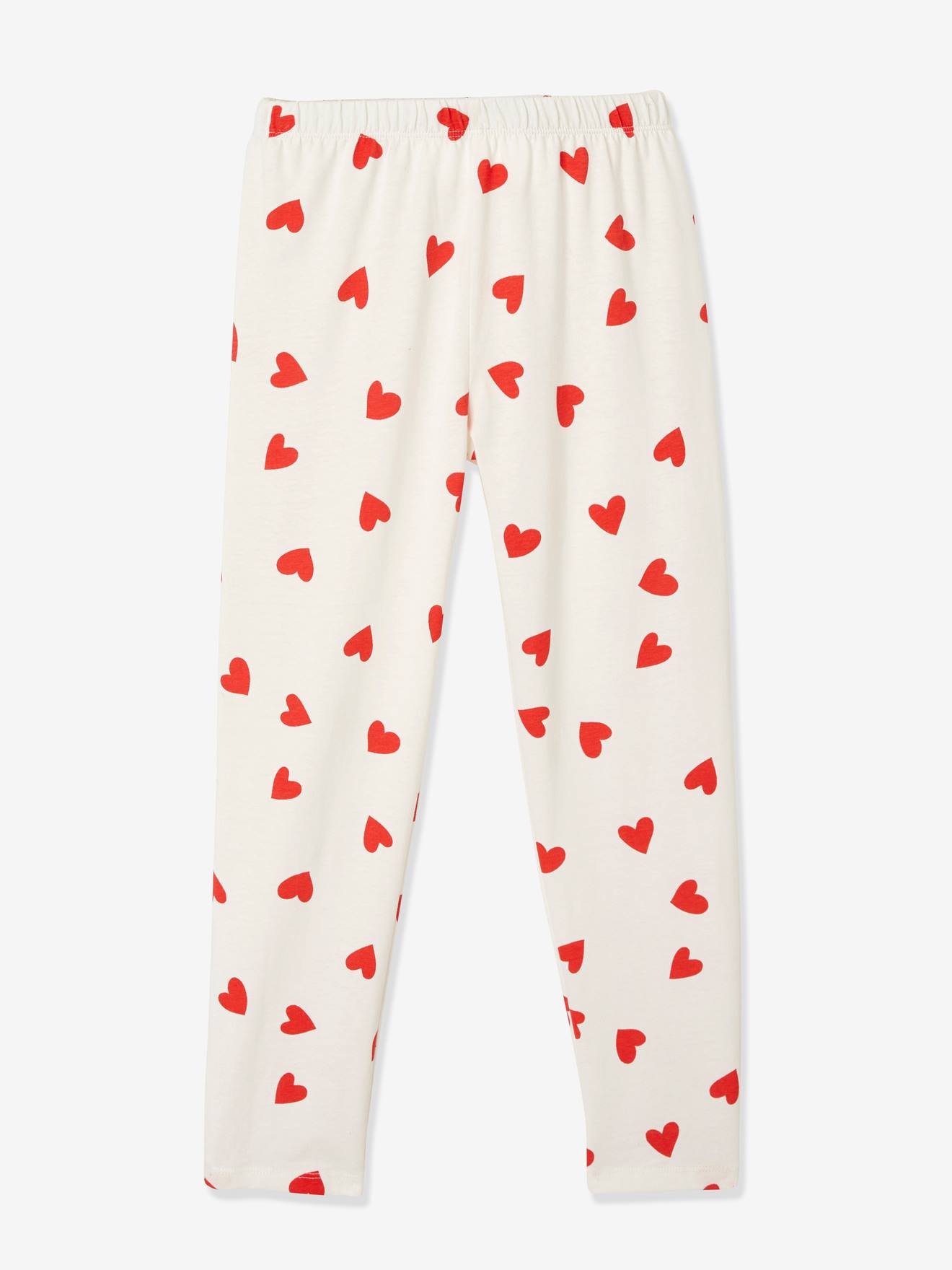 Conjunto de 2 pijamas lisos brancos com estampa de corações.