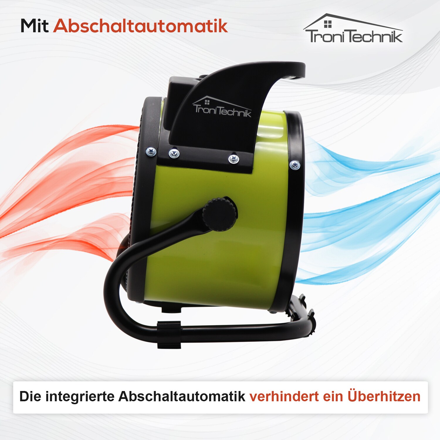 TroniTechnik® KH-502 Keramikheizer Heizlüfter Heizung 2.000 Watt, Tragegriff, PTC Keramik, stufenlose Thermosteuerung