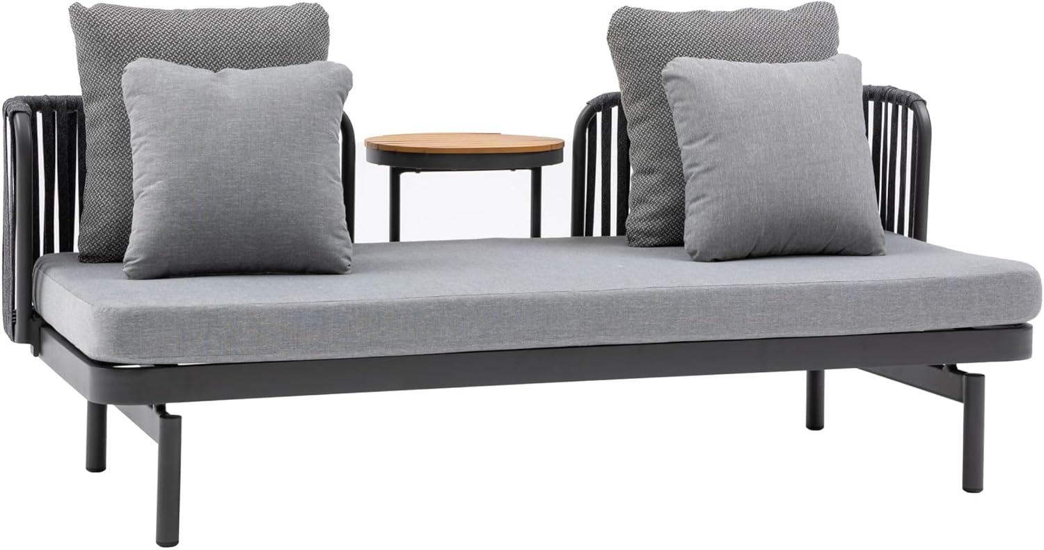 LC Garden »Loungano« Lounge Sofa Rope Multifunktionssofa inkl. Tisch verstellbar Polstergarnitur (Anthrazit)