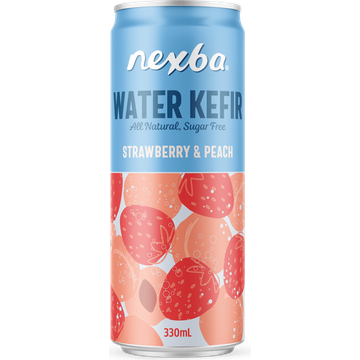 Nexba Water Kefir Aardbei & Perzik - Blik -  330 ML