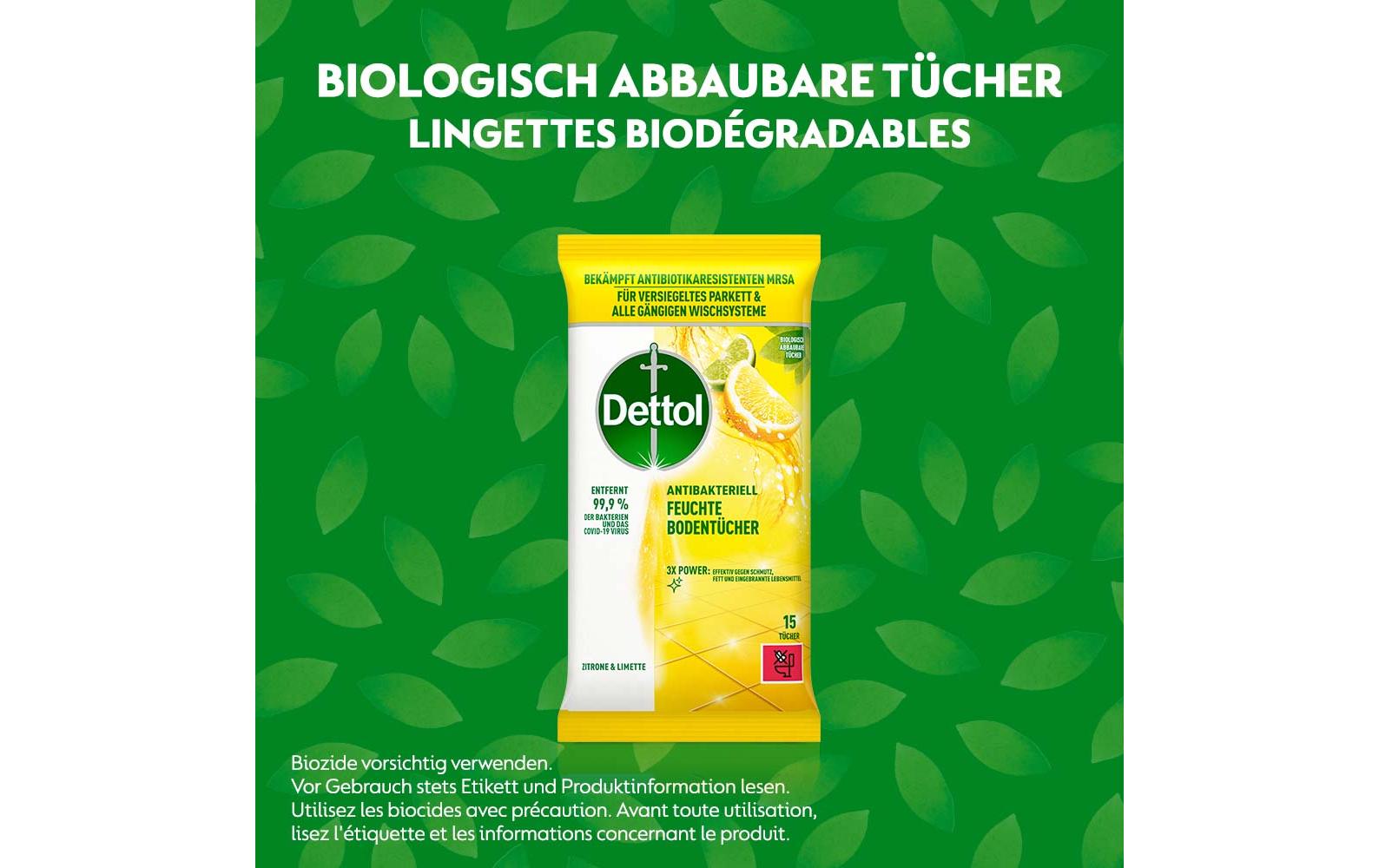 Feuchte Bodentücher Zitrone & Limette 15 StückFeuchte Tücher zur Reinigung des Bodens