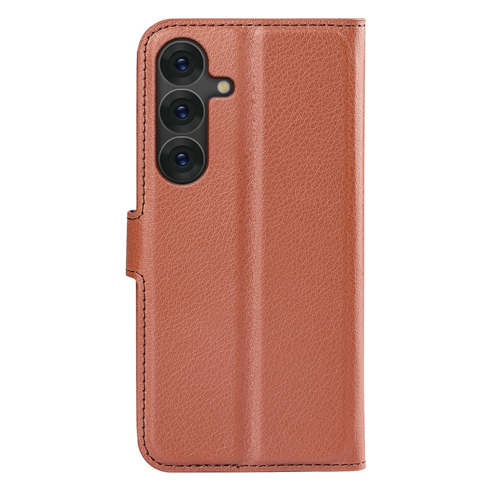 Samsung Galaxy S25  Plus Leder Tasche Flip Cover Litchi Look - Braun