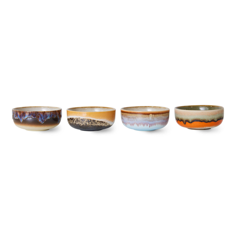 HKliving 70's Ceramic tapas kom set van 4 Drift