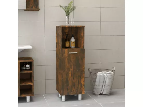 Armoire de bain Chêne fumé 30x30x95 cm Bois d'ingénierie