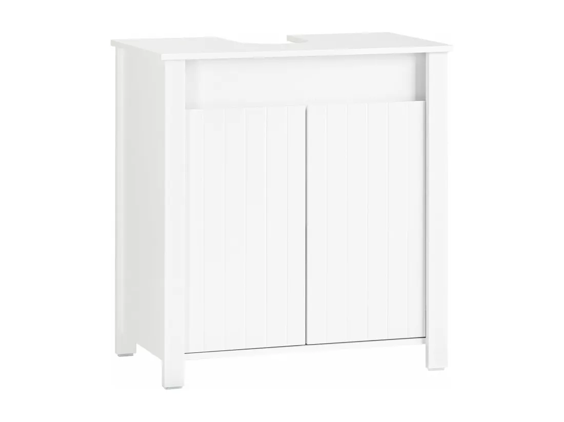 SoBuy BZR101-W Meuble sous Lavabo de Salle de Bain, Meuble sous Évier, Meuble de Rangement, Meuble Évier de Cuisine avec 2 Portes, Blanc