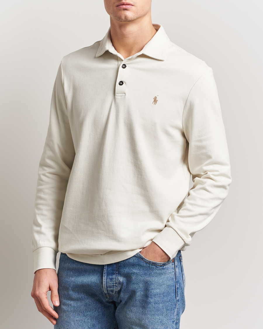 Polo Ralph Lauren Double Knit Long Sleeve Polo Parchment Cream